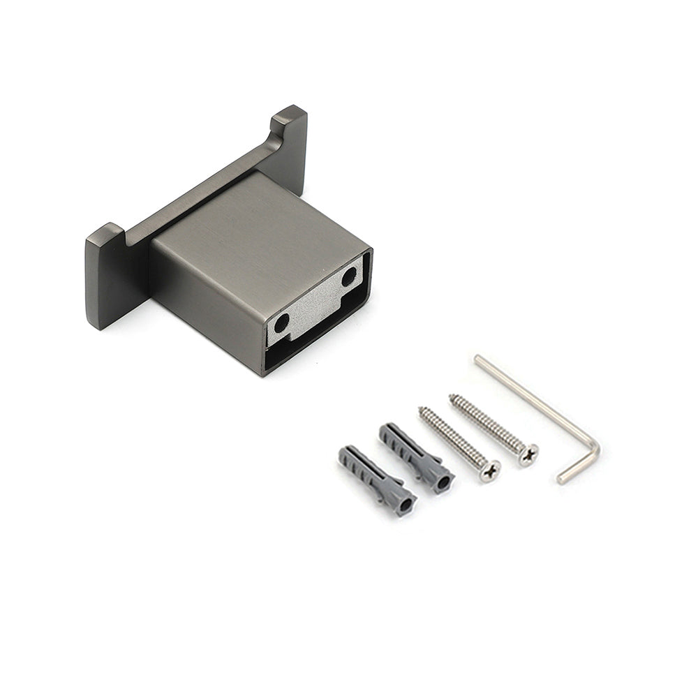 Gun Metal Square Robe Hook Clothes Towel Rack Holder Wall Mounted Double Hanger V1233-87009GM
