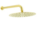 PVD Brushed Gold 12" Shower Rain Head 355mm Straight Wall Mount Arm Bathroom Set V1233-A201GKSR112G