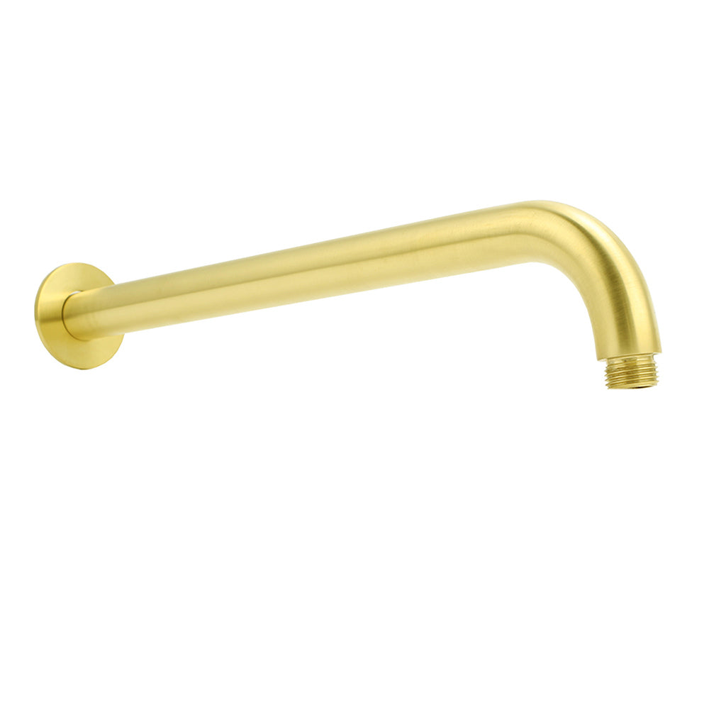 PVD Brushed Gold 12" Shower Rain Head 355mm Straight Wall Mount Arm Bathroom Set V1233-A201GKSR112G