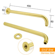 PVD Brushed Gold 12" Shower Rain Head 355mm Straight Wall Mount Arm Bathroom Set V1233-A201GKSR112G