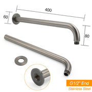 WELS Gun Metal Round 12" Rain Shower Head 400mm Straight Wall Mounted Arm Bath Set V1233-A201GMKSR112GM