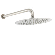 WELS Brushed Nickel Round 12" Rain Shower Head Straight Wall Mount Arm Mixer Set V1233-A201NKSR112N