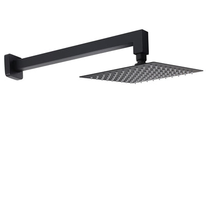 Matt Black Square 8" Rainfall Shower Head & 400mm Brass Straight Wall Mount Arm Set V1233-A203BKSS108B