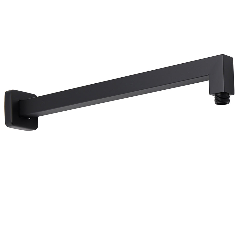 Matt Black Square 8" Rainfall Shower Head & 400mm Brass Straight Wall Mount Arm Set V1233-A203BKSS108B