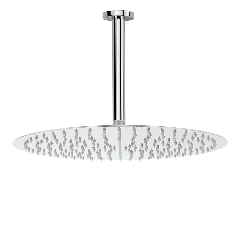 WELS Chrome Large 16" Round Rain Shower Head 300mm Ceiling Dropper Extension Arm Set V1233-A501FKSR116