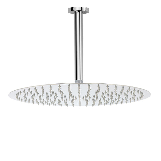WELS Chrome Large 16" Round Rain Shower Head 300mm Ceiling Dropper Extension Arm Set V1233-A501FKSR116