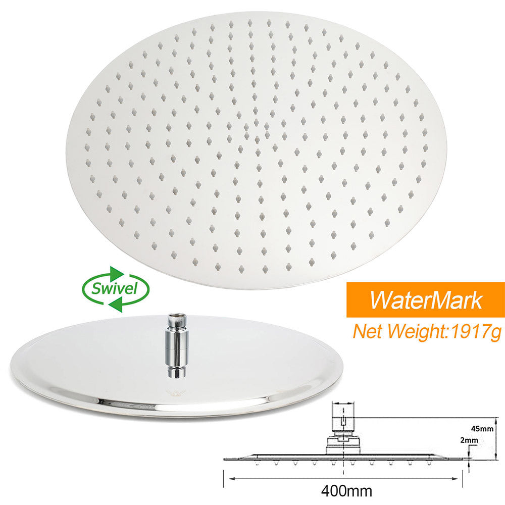 WELS Chrome Large 16" Round Rain Shower Head 300mm Ceiling Dropper Extension Arm Set V1233-A501FKSR116