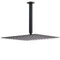 Matt Black 16" Large Rainfall Shower Head 300mm Ceiling Dropper Arm Square Mixer Taps V1233-A502300BKSS116B