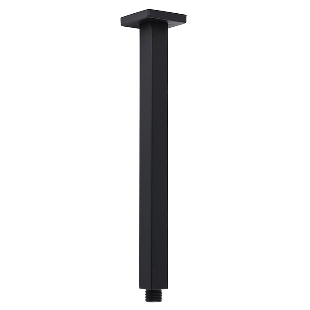 Matt Black 16" Large Rainfall Shower Head 300mm Ceiling Dropper Arm Square Mixer Taps V1233-A502300BKSS116B