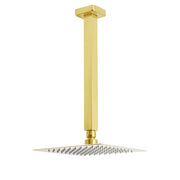 WELS Brushed Gold Square 8" Rain Shower Head 300mm Brass Ceiling Dropper Arm Set V1233-A502300GKSS108G