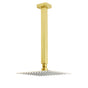 WELS Brushed Gold Square 8" Rain Shower Head 300mm Brass Ceiling Dropper Arm Set V1233-A502300GKSS108G