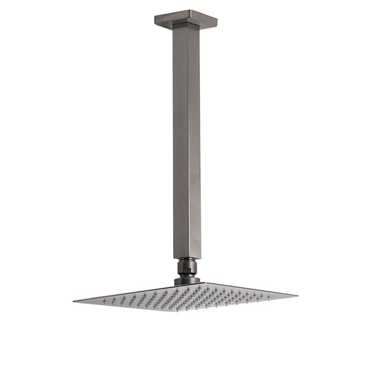 Gun Metal Square 8" Rainfall Shower Head 300mm Ceiling Dropper Arm Bath Set WELS V1233-A502300GMKSS108GM