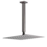 Gun Metal Square 12" Rainfall Shower Head 300mm Ceiling Dropper Arm Bath Set WELS V1233-A502300GMKSS112GM