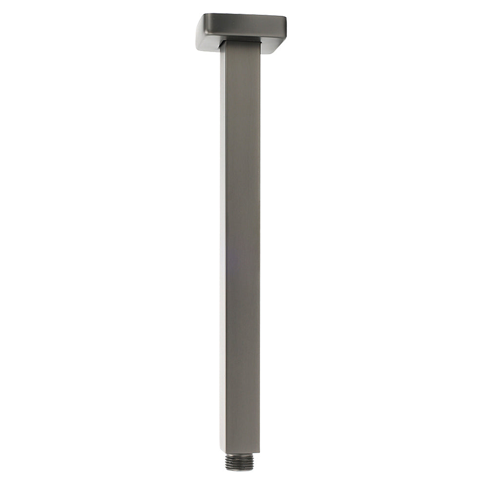 Gun Metal Square 12" Rainfall Shower Head 300mm Ceiling Dropper Arm Bath Set WELS V1233-A502300GMKSS112GM