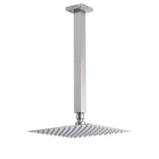 Brushed Nickel Square 8" Rain Shower Head 300mm Brass Ceiling Dropper Arm Set V1233-A502300NKSS108N