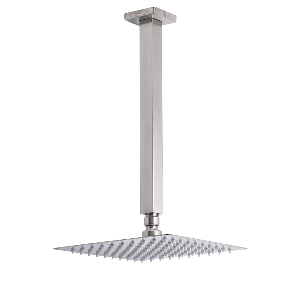 Brushed Nickel Square 8" Rain Shower Head 300mm Brass Ceiling Dropper Arm Set V1233-A502300NKSS108N