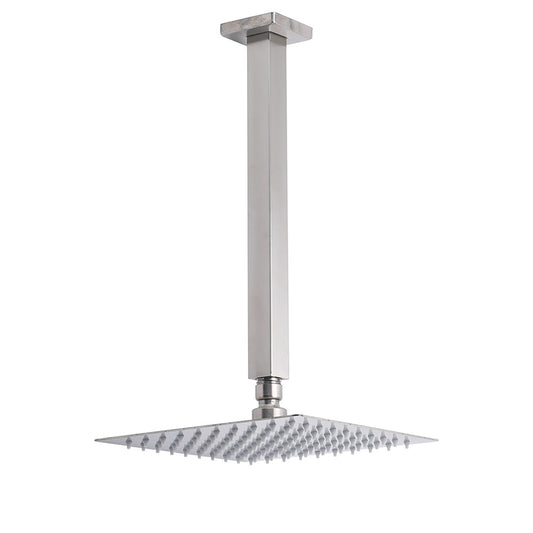 Brushed Nickel Square 8" Rain Shower Head 300mm Brass Ceiling Dropper Arm Set V1233-A502300NKSS108N