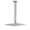 Brushed Nickel Square 10" Rain Shower Head 300mm Brass Ceiling Dropper Arm Set V1233-A502300NKSS110N