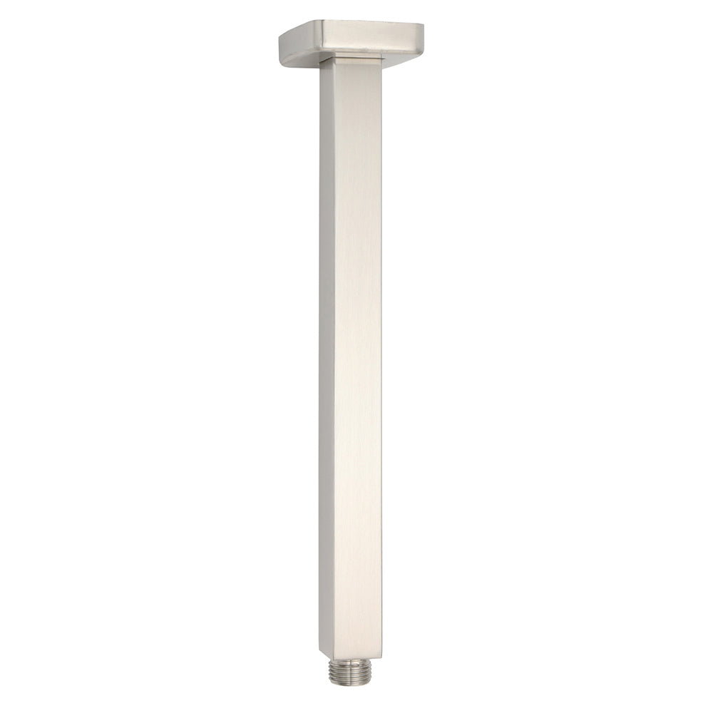 Brushed Nickel Square 10" Rain Shower Head 300mm Brass Ceiling Dropper Arm Set V1233-A502300NKSS110N
