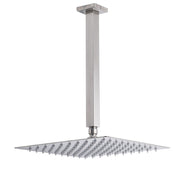 Brushed Nickel Square 12" Rain Shower Head 300mm Brass Ceiling Dropper Arm Set V1233-A502300NKSS112N