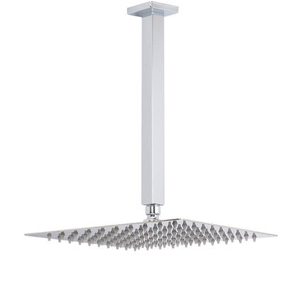 WELS 12" Rainfall Shower Head 300mm Ceiling Dropper Extension Arm Chrome Square Set V1233-A502F300KSS112