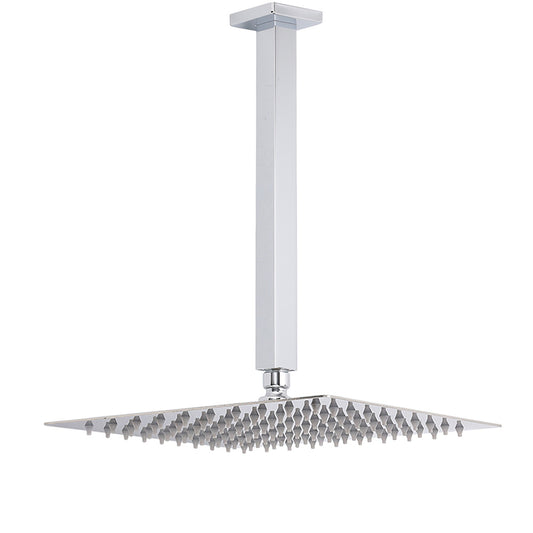 WELS 12" Rainfall Shower Head 300mm Ceiling Dropper Extension Arm Chrome Square Set V1233-A502F300KSS112