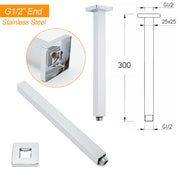 WELS 12" Rainfall Shower Head 300mm Ceiling Dropper Extension Arm Chrome Square Set V1233-A502F300KSS112