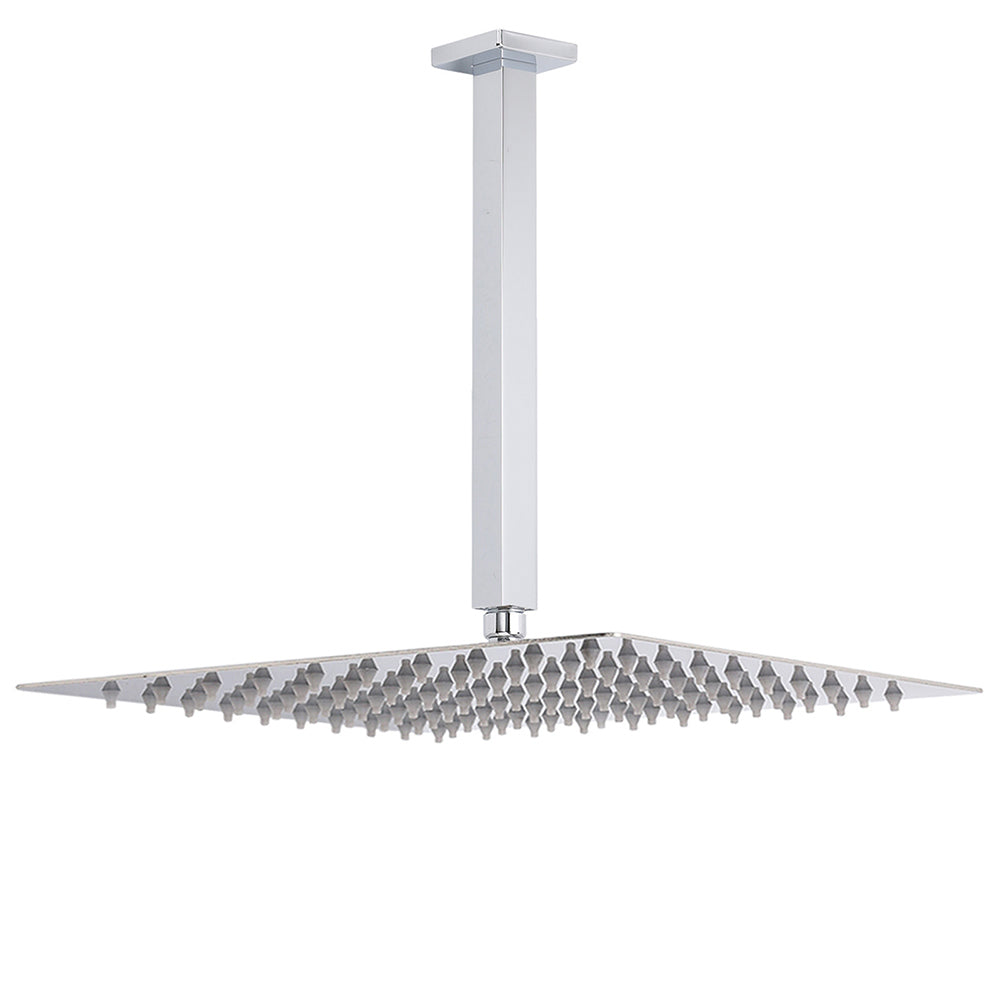 WELS 16" Rainfall Shower Head 300mm Ceiling Dropper Extension Arm Chrome Square Set V1233-A502F300KSS116