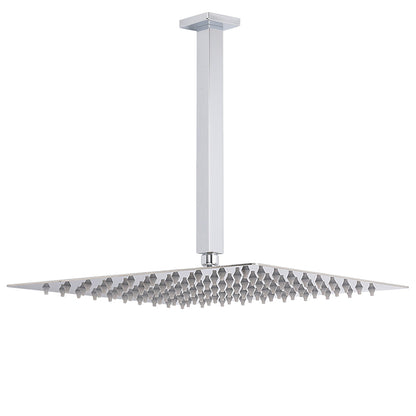 WELS 16" Rainfall Shower Head 300mm Ceiling Dropper Extension Arm Chrome Square Set V1233-A502F300KSS116