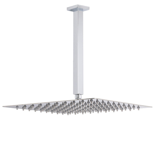 WELS 16" Rainfall Shower Head 300mm Ceiling Dropper Extension Arm Chrome Square Set V1233-A502F300KSS116