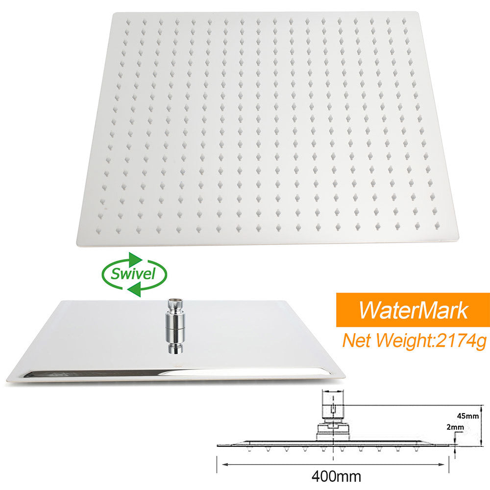 WELS 16" Rainfall Shower Head 300mm Ceiling Dropper Extension Arm Chrome Square Set V1233-A502F300KSS116