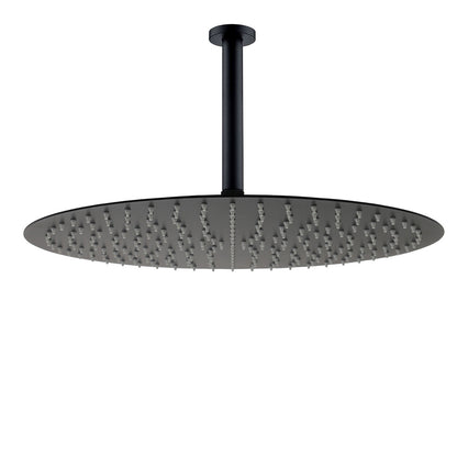 Matt Black Round 16" Extra Large Rain Shower Head 300mm Ceiling Dropper Arm Set V1233-A511300BKSR116B