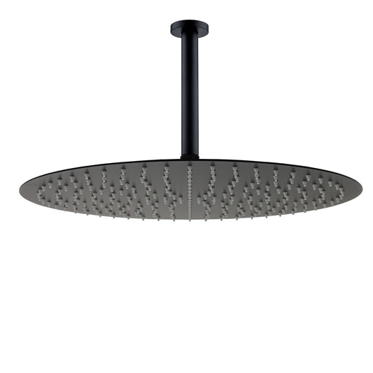 Matt Black Round 16" Extra Large Rain Shower Head 300mm Ceiling Dropper Arm Set V1233-A511300BKSR116B