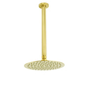 Brushed Gold 8" Round Thin Shower Rain Head 300mm Ceiling Dropper Arm Bath Set V1233-A511300GKSR108G