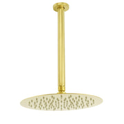 WELS 10" Round Stainless Steel Shower Head Extension Ceiling Arm Set Brushed Gold V1233-A511300GKSR110G