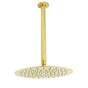 WELS 10" Round Stainless Steel Shower Head Extension Ceiling Arm Set Brushed Gold V1233-A511300GKSR110G