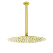 WELS 12" Round Stainless Steel Shower Head Extension Ceiling Arm Set Brushed Gold V1233-A511300GKSR112G