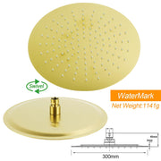 WELS 12" Round Stainless Steel Shower Head Extension Ceiling Arm Set Brushed Gold V1233-A511300GKSR112G