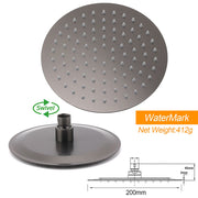 WELS Gun Metal Round 8" SUS Rainfall Shower Head 300mm Ceiling Dropper Arm Set V1233-A511300GMKSR108GM