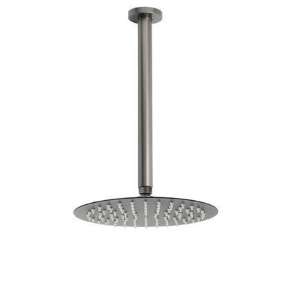 WELS Gun Metal Round 10" SUS Rainfall Shower Head 300mm Ceiling Dropper Arm Set V1233-A511300GMKSR110GM