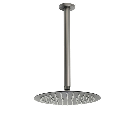 WELS Gun Metal Round 10" SUS Rainfall Shower Head 300mm Ceiling Dropper Arm Set V1233-A511300GMKSR110GM
