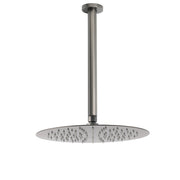 WELS Gun Metal Round 12" SUS Rainfall Shower Head 300mm Ceiling Dropper Arm Set V1233-A511300GMKSR112GM