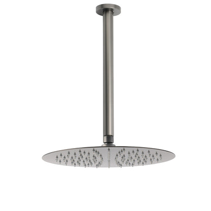 WELS Gun Metal Round 12" SUS Rainfall Shower Head 300mm Ceiling Dropper Arm Set V1233-A511300GMKSR112GM