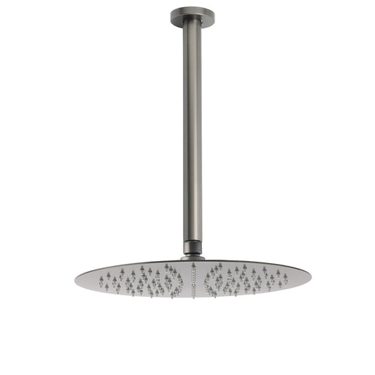WELS Gun Metal Round 12" SUS Rainfall Shower Head 300mm Ceiling Dropper Arm Set V1233-A511300GMKSR112GM