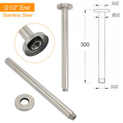 Brushed Nickel Bath Round 30cm Shower Ceiling Brass Extension Dropper Arm V1233-A511300N2