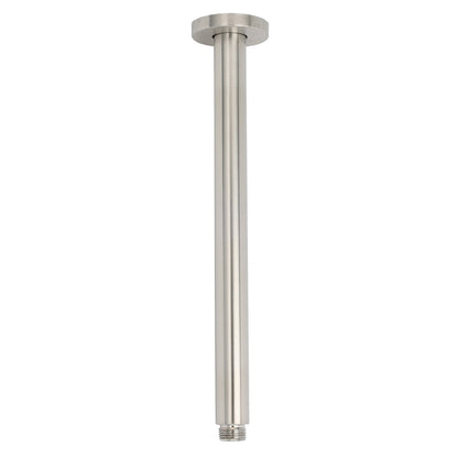 Brushed Nickel Round 10" Shower Rain Head + 300mm Brass Ceiling Dropper Arm Set V1233-A511300NKSR110N