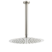 Brushed Nickel Round 12" Shower Rain Head + 300mm Brass Ceiling Dropper Arm Set V1233-A511300NKSR112N