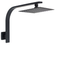 Matt Black 8" Square Thin Rain Shower Head Brass Gooseneck Wall Arm Watermark V1233-A602BKSS108B