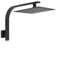 WELS Matt Black 10" Square Thin Rain Shower Head Brass Gooseneck Wall Arm Set V1233-A602BKSS110B