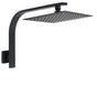 WELS Matt Black 10" Square Thin Rain Shower Head Brass Gooseneck Wall Arm Set V1233-A602BKSS110B